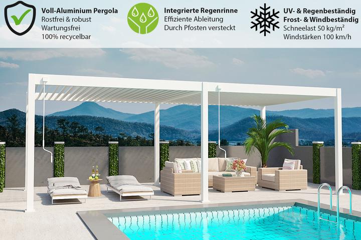 Immagine prodotto Weide Pergola Deluxe Plus 3,6x7,2m con tetto a doghe bianco (360 cm, 720 cm)
