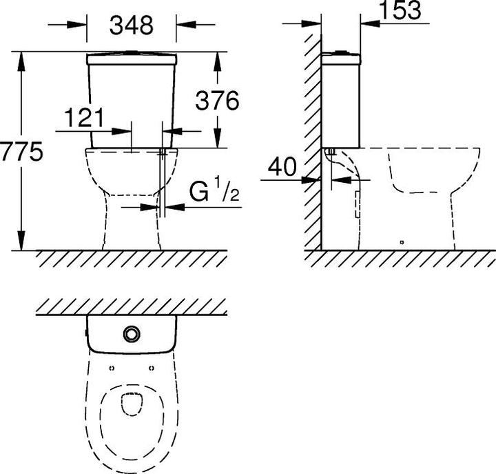 Produktbild Grohe Spülkasten Bau Keramik 2-Mengentechnik 6 Liter weiss 39436000
