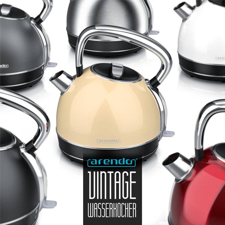 Immagine prodotto Arendo Bollitore da 1,7 l, 2200 W, acciaio inox, stile retrò, vintage, protezione contro il (1.70 l)