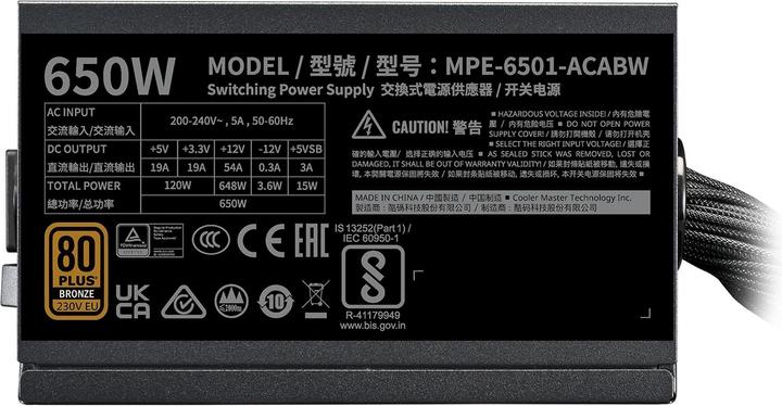 Produktbild Cooler Master MWE 650W, Bronze V3 ATX 3.0 (650 W)