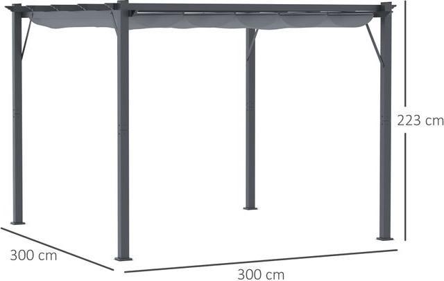 Actual product image Swisshandel24 Pergola pavilion with sliding roof aluminium charcoal grey+dark grey 3x3x2.23 m (300 cm, 300 cm)