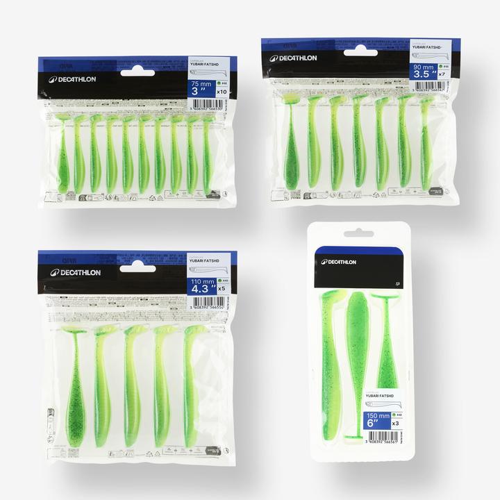 Image du produit Caperlan Leurre souple pêche YUBARI FAT SHAD avec Attractant Vert Fluo (9 cm)