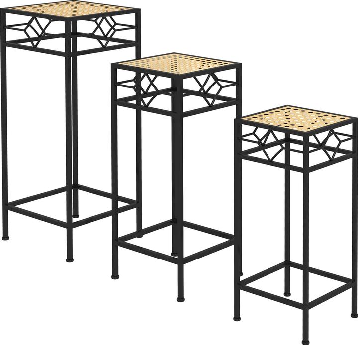 Actual product image Outsunny Flower stand set with wicker shelf