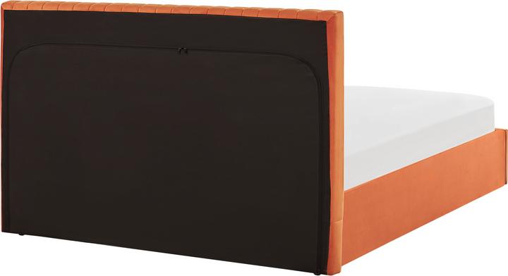 Image du produit Beliani Lit rembourré tissu velours orange avec espace de rangement 160 x 200 cm VION (160 x 200 cm)