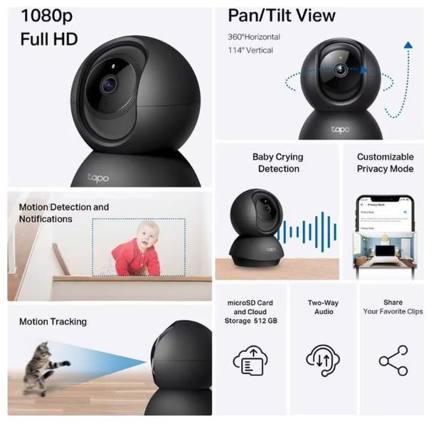 Image du produit TP-Link CAMERA WI-FI DE SECURITE DOMESTIQUE PAN/TILT SPEC : 1080P 2.4 GHZ HORIZ (1080 x 720 pixels)