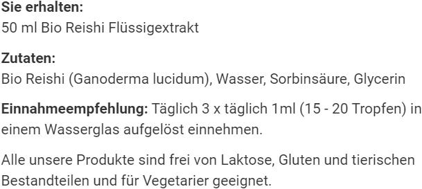 Nährwerte und Zutaten Gamu Reishi / Ling Zhi Flüssigextrakt liq (1 Stück, Tropfen)