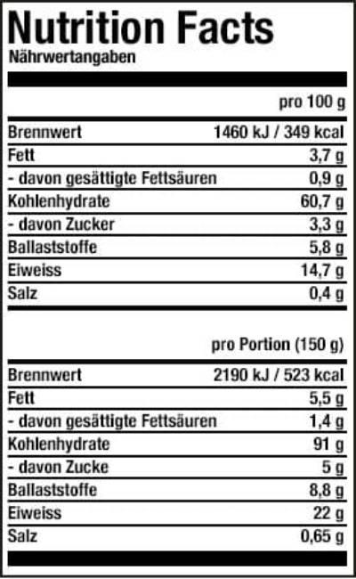 Valeurs nutritives et ingrédients ESN Massive Weight Gainer (Vanille, 1 pcs, 4000 g)