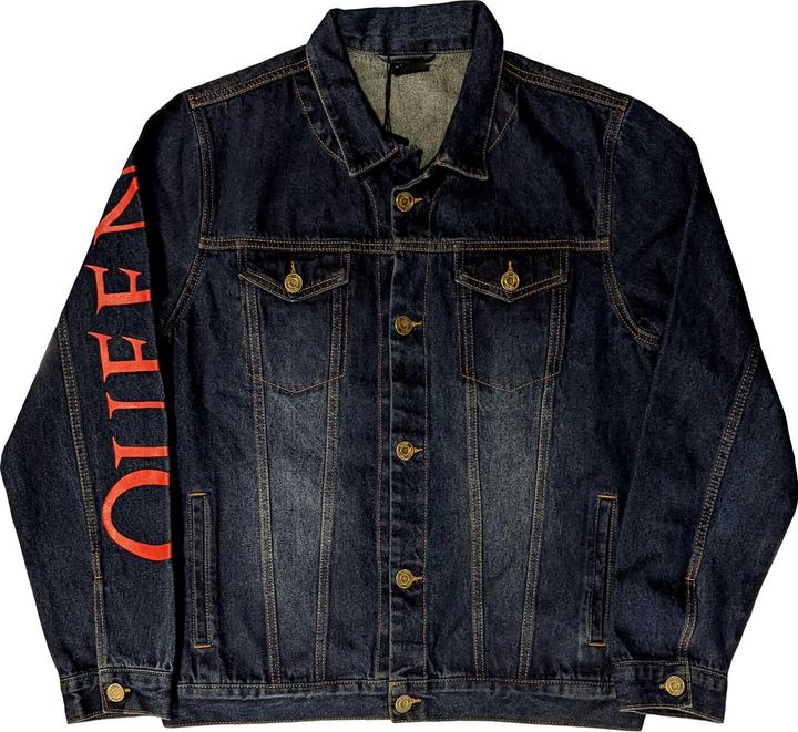 Queen Unisex Adult Crest Cotton Denim Jacket