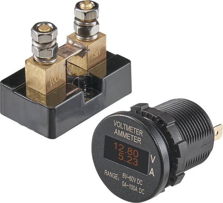 Actual product image Ective OLED ampere and voltmeter built-in socket with 75A shunt