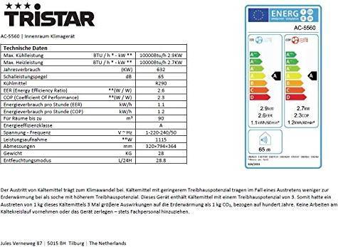 Immagine prodotto Tristar Ac-5560 (33 m², 10000 BTU/h)