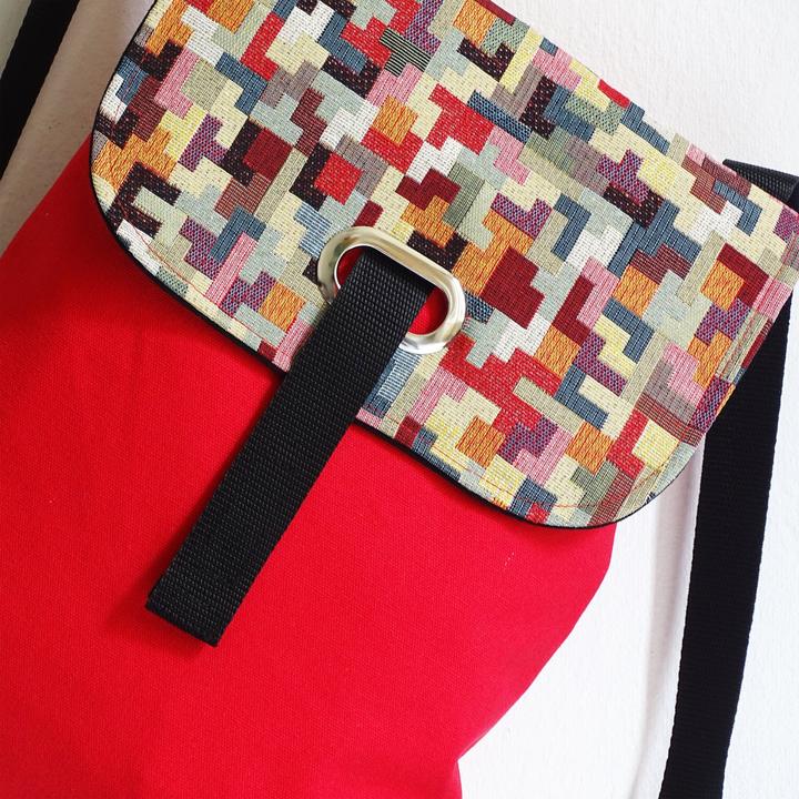 Only-Bags.Store Roter Rucksack aus Baumwollsegeltuch mit Reissverschluss und sicherem Fach, LapTop-Rucksack