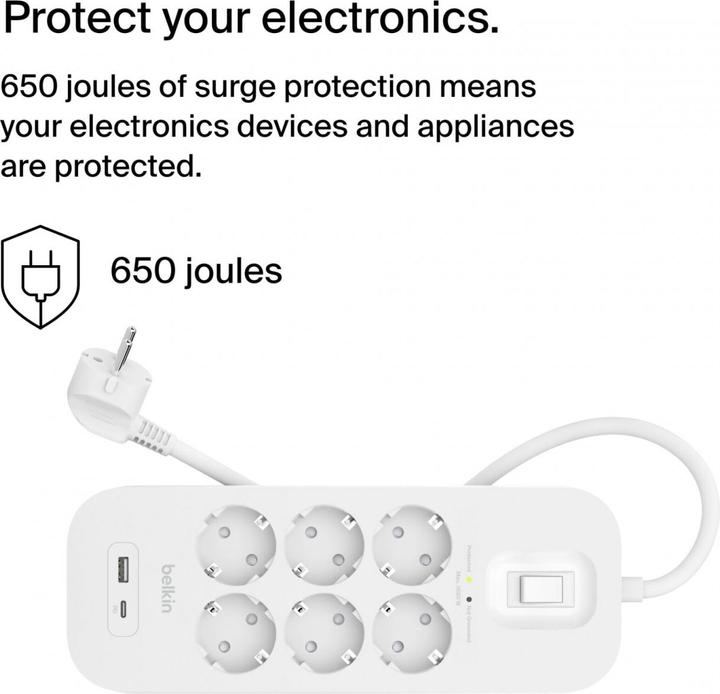 Immagine prodotto Belkin Protezione contro le sovratensioni Surgemaster (6 x, CEE 7/3, 2 m)