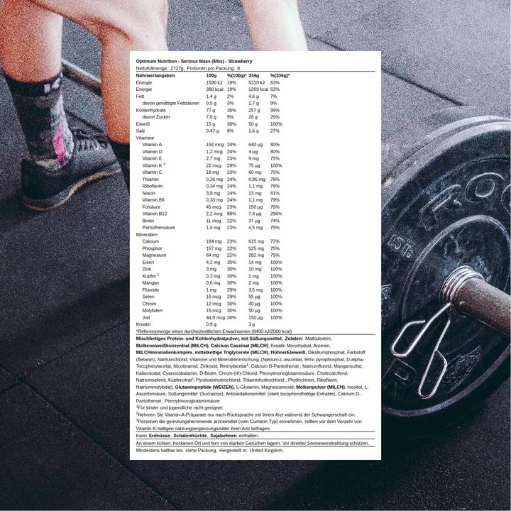 Actual product image Optimum Nutrition Serious Mass (Strawberry, 1 pcs., 2722 g)