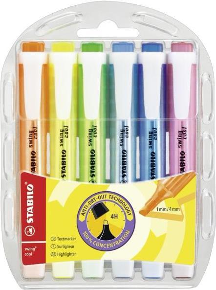 Produktbild STABILO swing cool Textmarker (Pink, Orange, Gelb, Blau, Grün, Türkis, 4 mm, 6 x)