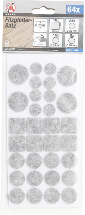 Actual product image BGS Filzgleiter-Satz (Felt gliders, 16 Piece)