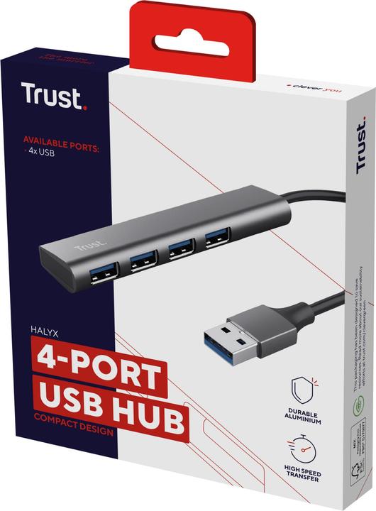 Productafbeelding Trust HALYX 4-POORTS USB 3.2 GEN1 HUB (USB-C, 4 Havens)