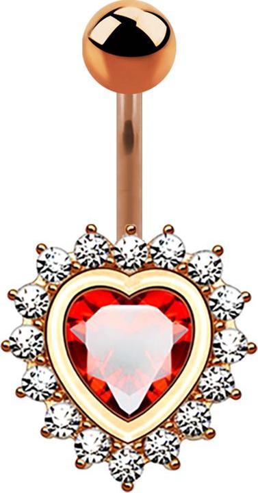 Immagine prodotto Star Piercing Cuore di banana in oro rosa con cuore di cristallo rosso (Ottone, Acciaio chirurgico 316L)