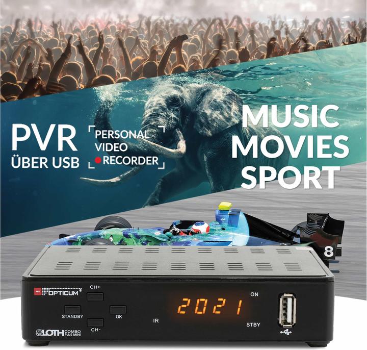 Actual product image Opticum SAT receiver Red Sloth Combo plus mini (DVB-T/T2, CI+ slot)