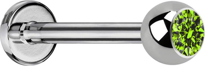 Produktbild Star Piercing Micro Labret silber mit Kugel und Kristall hellgrün (ohne Messing, Titan G23)