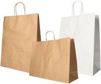 Produktbild Papstar Papier-Tragetasche, 280 x 220 x 100 mm, weiss aus Kraftpapier, 70 g/qm, Tragkraft: 6 kg, mit Trageko (Geschenktüte, 25 x)