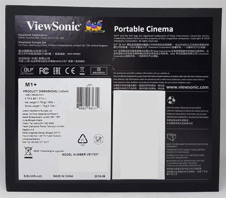 Produktbild Viewsonic M1+ (WVGA, 300 lm, 1.2:1)