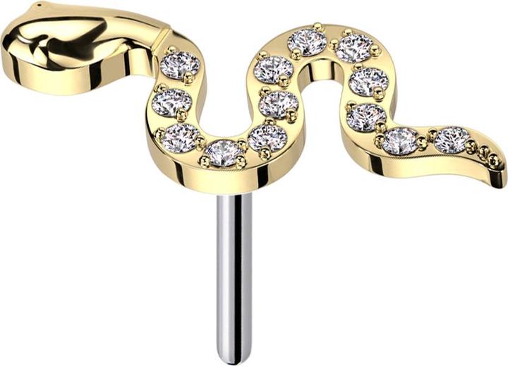 Star Piercing Threadless Schlange vergoldet Kristalle silber (ohne Messing, Titan G23)
