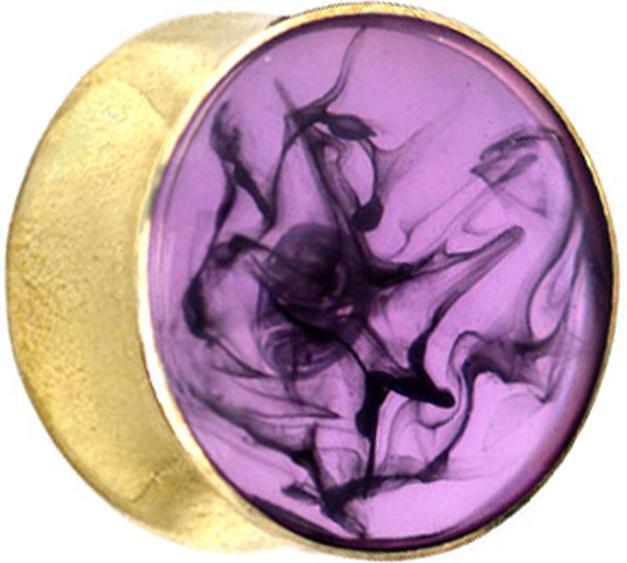 Produktbild Star Piercing Flared Plug vergoldet färbung violett Epoxy transparent (Organisch, Messing)