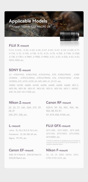 Valori nutrizionali e ingredienti TTArtisan Macro 100 mm F2.8 compatibile con Canon EF (Canon EF, Full-frame)