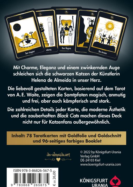 Image du produit Golden Black Cat Tarot - Hochwertige Stülpdeckelschachtel mit Goldfolie (Allemand, Helena de Almeida, 2022)
