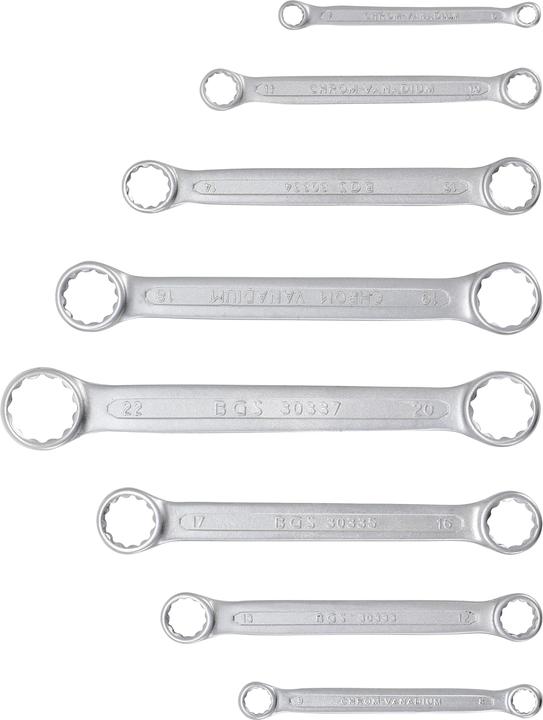 Produktbild BGS Doppel-Ringschlüssel-Satz extra flach SW 6 - 22 mm 8-tlg. (22 mm, 19 mm, 7 mm, 15 mm, 13 mm, 17 mm, 9 mm, 11 mm, 18 mm, 14 mm, 6 mm, 12 mm, 21 mm, 16 mm, 20 mm, 10  mm, 8 mm)