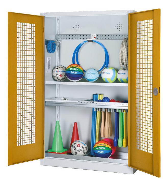 Actual product image C+P Modular sports equipment cabinet with complete equipment (HxWxD: 195x120x50 cm, with perforated