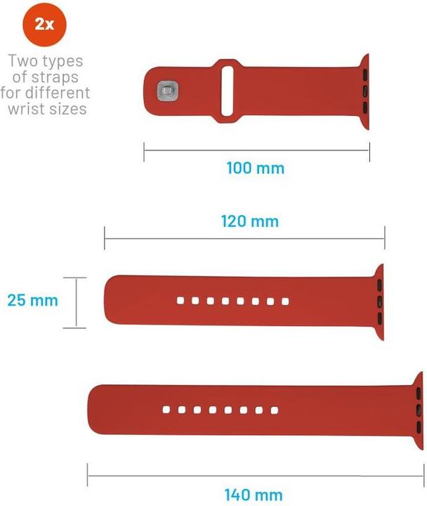 Energie-Label Fixed Silicone Sporty Strap Apple Watch Ultra 49mm Rot (Silikon)
