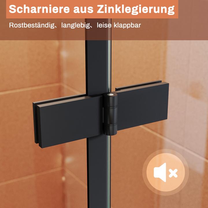 Image du produit SONNI Cabine de douche avec entrée d'angle, 80 x 80 cm, noir, hauteur 195 cm, avec portes suspendues (120 cm, 120 cm, 195 cm)