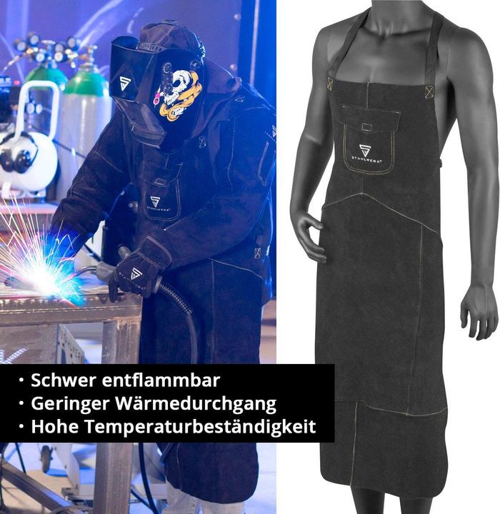 Actual product image Stahlwerk Black welding apron made from high-quality split leather (XL)