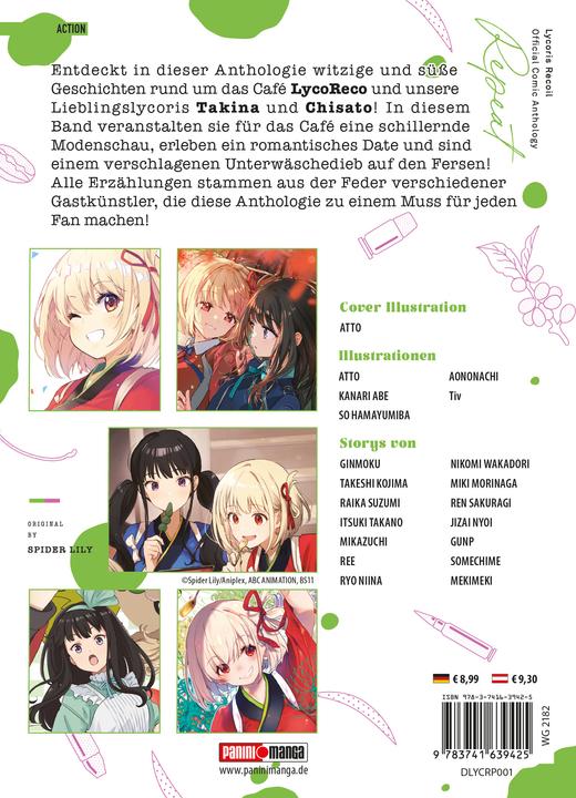 Produktbild Panini Lycoris Recoil: Repeat 01 (Deutsch, Spider Lily, Ginmoku, Raika Suzumi, Takeshi Kojima, Ren Sakuragi, Gunp, Jizai Nyoi, Nikomi Wakadori, Itsuki Takano, Miki Morinaga, Mikazuchi, Mekimeki, Ryo Niina, Somechime, Ree, 2024)