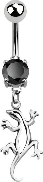 Produktbild Star Piercing Banane silber mit Anhänger Echse schwarz (925 Sterlingsilber, Chirurgenstahl 316L, ohne Messing)