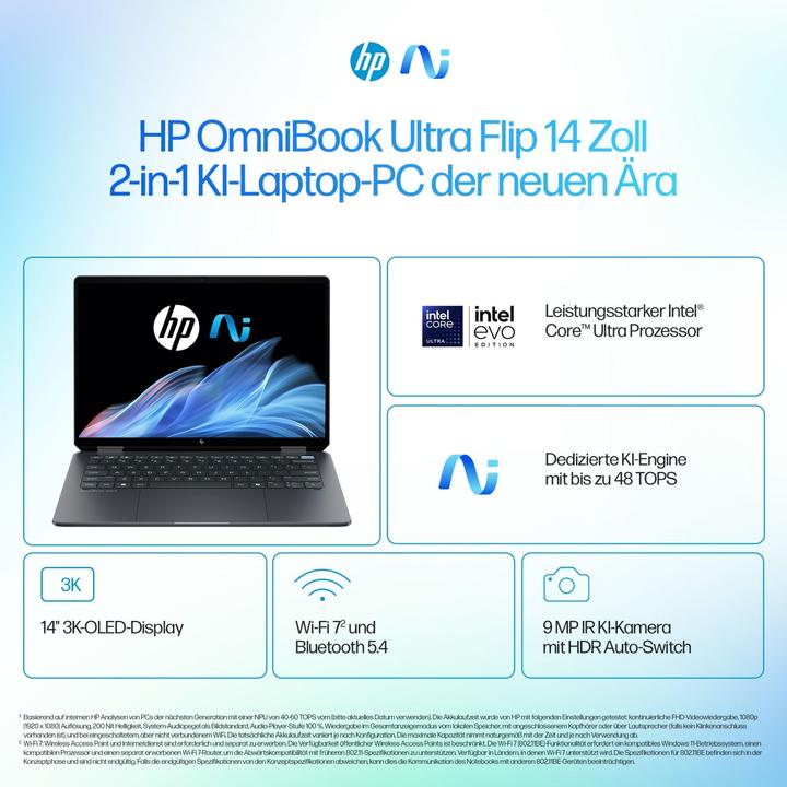 Image du produit HP OmniBook Ultra Flip 14-fh0670ng (14", Intel Core Ultra 7 258V, 32 Go, 1000 Go, DE)