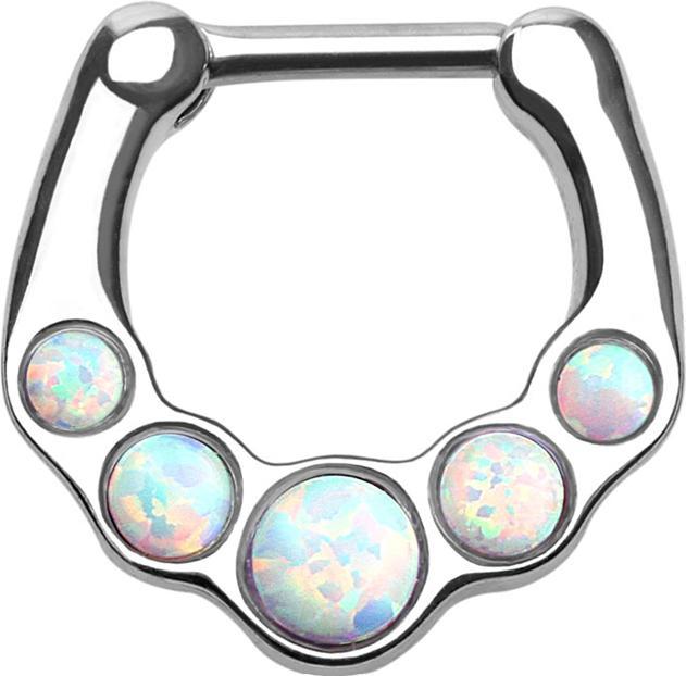 Image du produit Star Piercing Septum avec cinq boules opales blanches (Laiton, Acier chirurgical 316L)