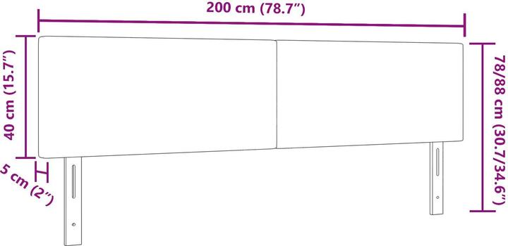 Actual product image VidaXL Headboard Simple design Dark grey 200 cm Cord fabric