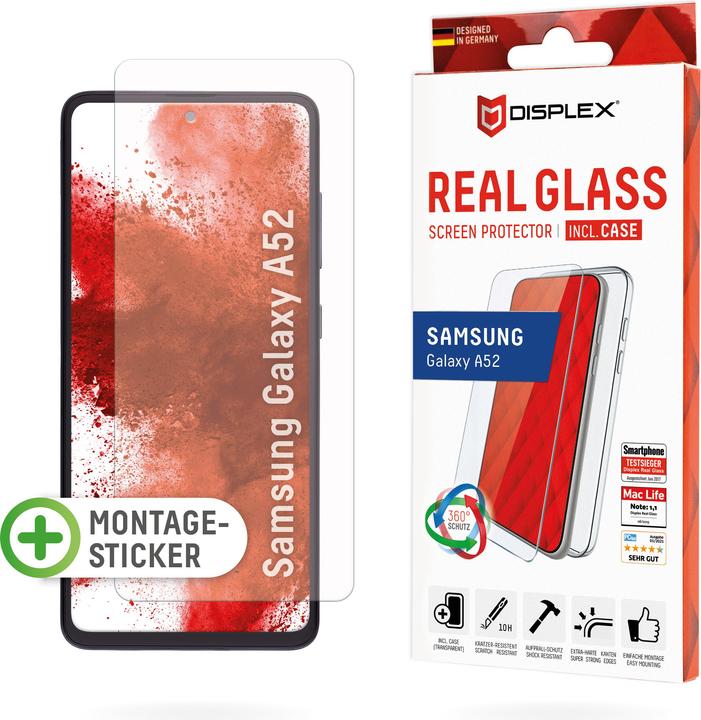 Produktbild Displex Real Glass, 2D Panzerglas + Handyhülle (1 Stück, Oppo A52, Samsung Galaxy A52 5G, Samsung Galaxy A52s 5G)