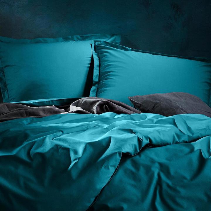 Actual product image Lorena Uni Maco-Sateen Bed Linen Classic Standing Hem (Bedding set, 155x220 cm + 80x80 cm)