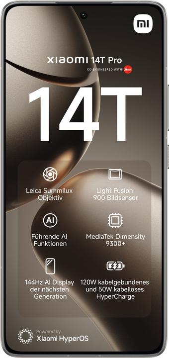 Produktbild Xiaomi 14T Pro (512 GB, Titan Gray, 6.67", Dual SIM, 50 Mpx, 5G)