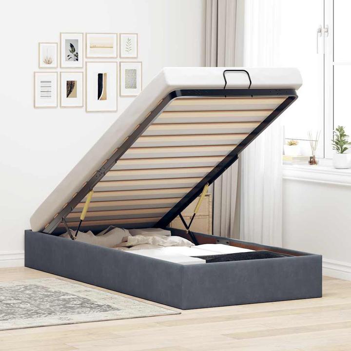 Image du produit VidaXL Lit Ottoman sans matelas gris foncé 90x200 cm velours (90 x 200 cm)