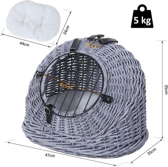 Actual product image Swisshandel24 Transport basket Transport box for cats dogs, basket cave with grid, wicker cat house, cat basket (Cat)