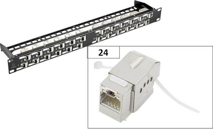 Produktbild Renkforce 24 Port CAT 6a KS10 Keystone Patchpanel Modular 45°