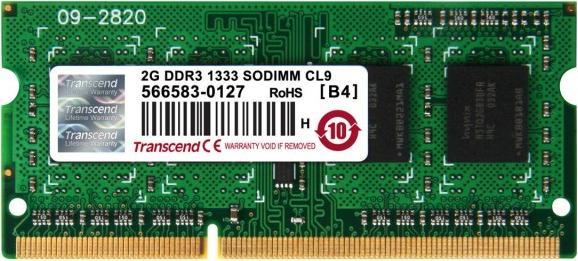 Produktbild Transcend Memory 2 GB (1 x 8GB, 1333 MHz, DDR3-RAM, SO-DIMM)