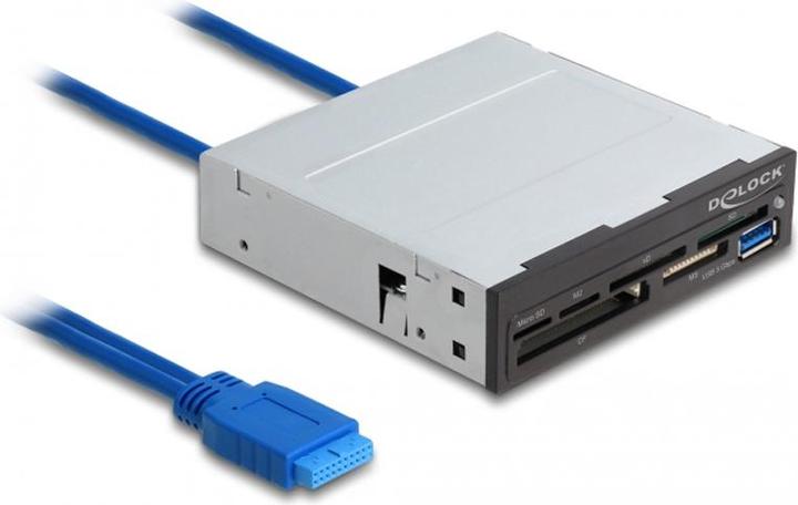Produktbild Delock 3,5Zoll SuperSpeed USB Card Reader 6 Slots + 1 x USB Typ-A Buchse (USB 3.2)