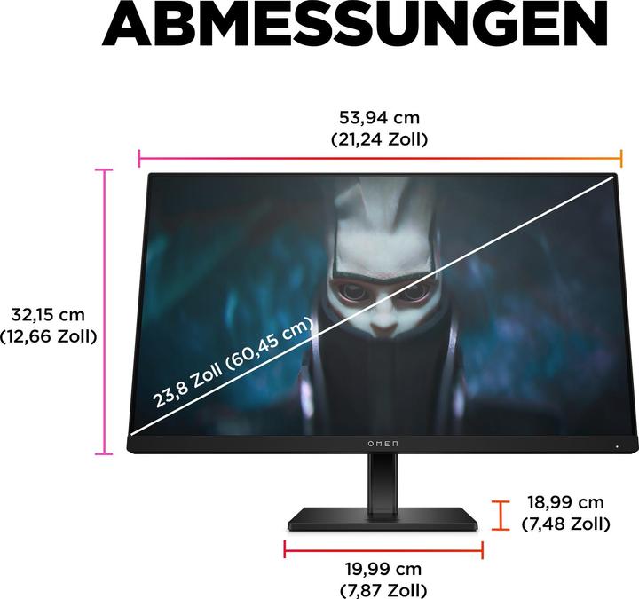 Image du produit HP OMEN/24/23,8"/IPS/FHD/165Hz/1ms/Black/2R (1920 x 1080 pixels, 23.80")