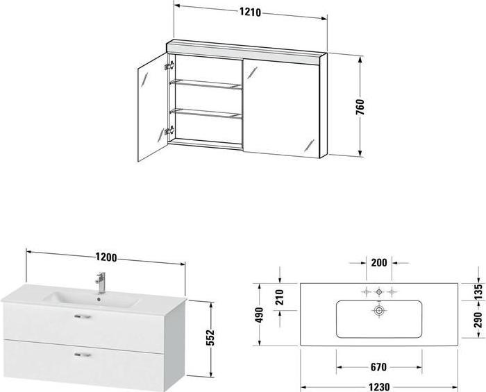 Actual product image Duravit Bathroom furniture set XBASE 1230mm m SPS BETTER WT 1 HL grap ma
