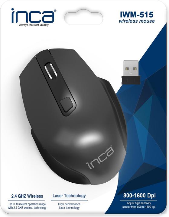 Actual product image Inca cian technology Maus IWM-515 Wireless, laser, 800/1600 DPI, SW retail (Wireless)